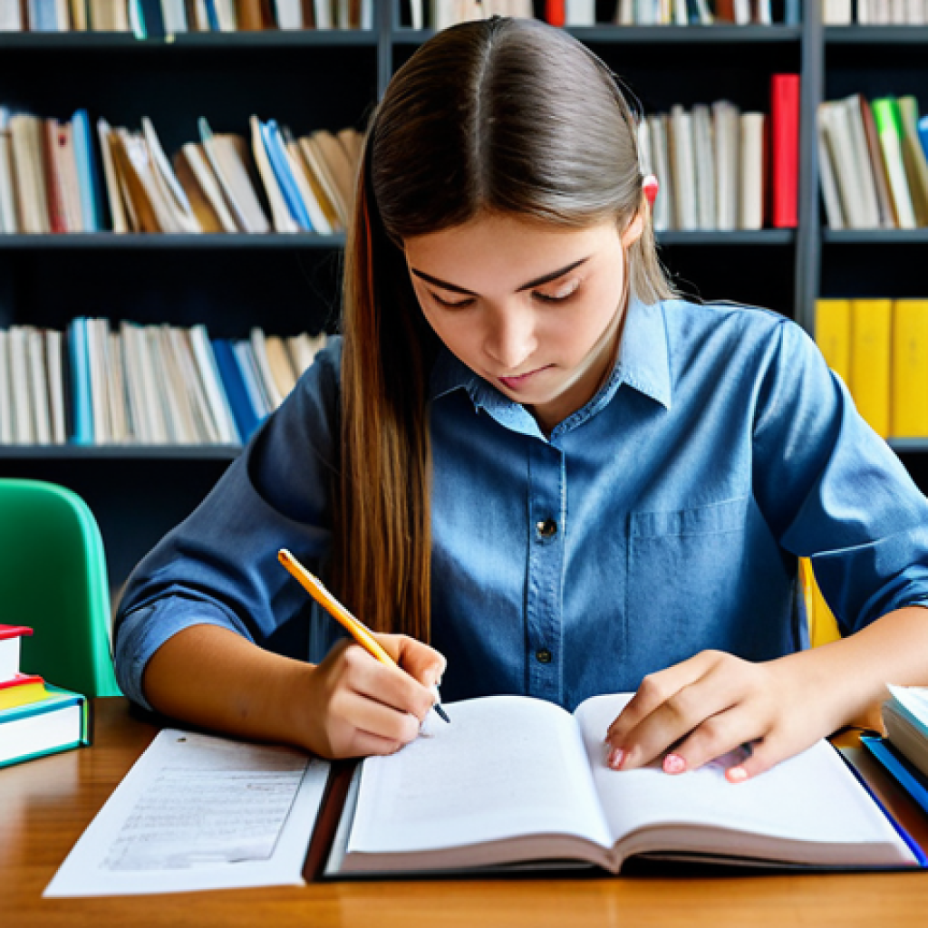 청소년지도사 자격증의 취득률 통계 - Studying for the Exam**
"A young woman studying for the youth worker certification exam at a bright...