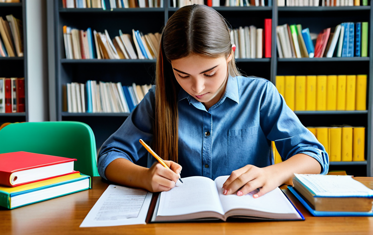 청소년지도사 자격증의 취득률 통계 - Studying for the Exam**
"A young woman studying for the youth worker certification exam at a bright...