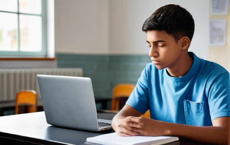 청소년지도사와 청소년의 학업 동기 부여 방법 - A diverse group of teenagers, aged 14-17, in a brightly lit and modern youth center. They are engage...