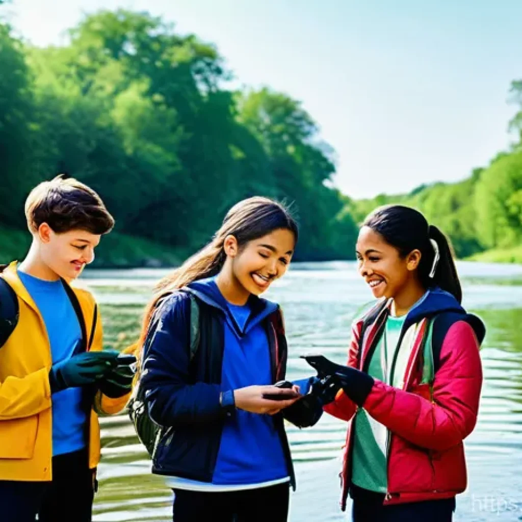 청소년지도사로서의 자기 PR 전략 - A vibrant and energetic scene depicting a diverse group of teenagers (aged 15-18) and a passionate y...