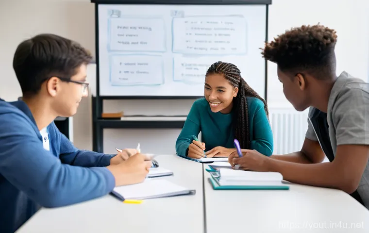 청소년지도사로서의 자기 PR 전략 - A vibrant and energetic scene depicting a diverse group of teenagers (aged 15-18) and a passionate y...