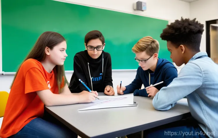 청소년지도사와 청소년 창의력 향상 활동 - A group of diverse children, aged 8-12, beaming with self-confidence as they proudly display their u...