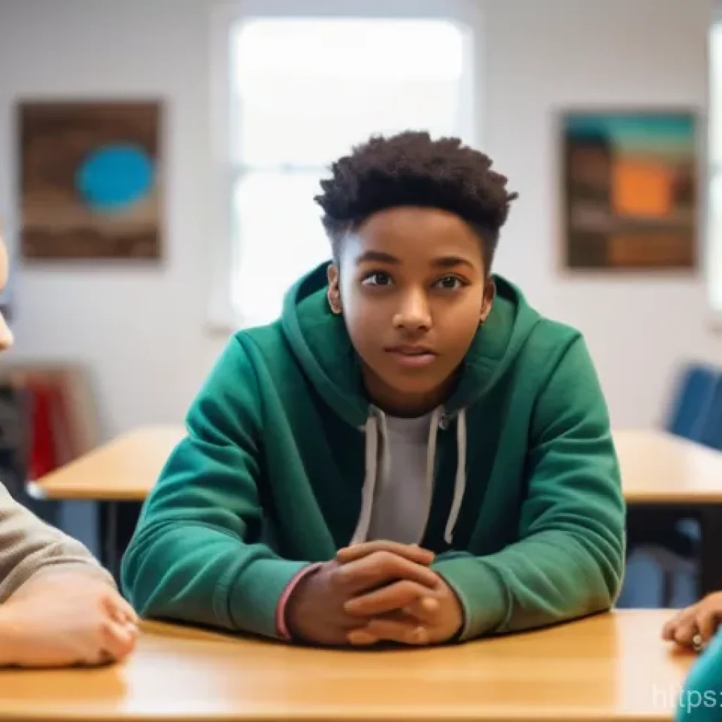 청소년지도사 필수 역량 키우기 - **Prompt:** A warm and inviting scene depicting a diverse group of teenagers (ages 14-17, boys and g...