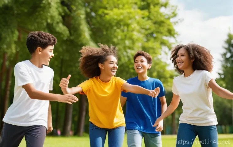 청소년지도사와 상담사의 차이 - Youth Leader Facilitating an Energetic Outdoor Group Activity**
A vibrant and dynamic scene capturin...