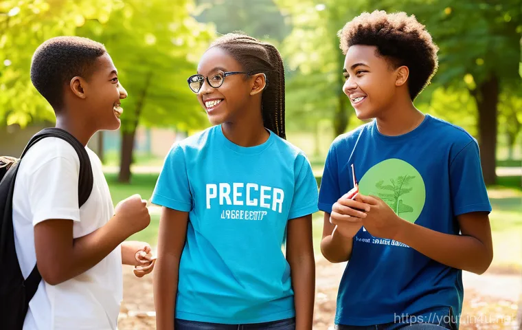 청소년지도사와 청소년 법률 상담 사례 - **Prompt:** A diverse group of teenagers, both male and female, happily engaged in an outdoor educat...