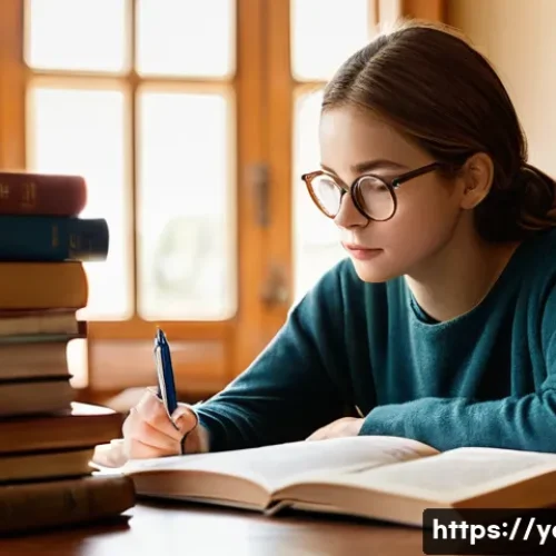 Home 27 청소년지도사로서의 학술 자료 활용법 - **Prompt 1: The Insightful Counselor's Study**
An empathetic youth counselor, a woman in her lat...