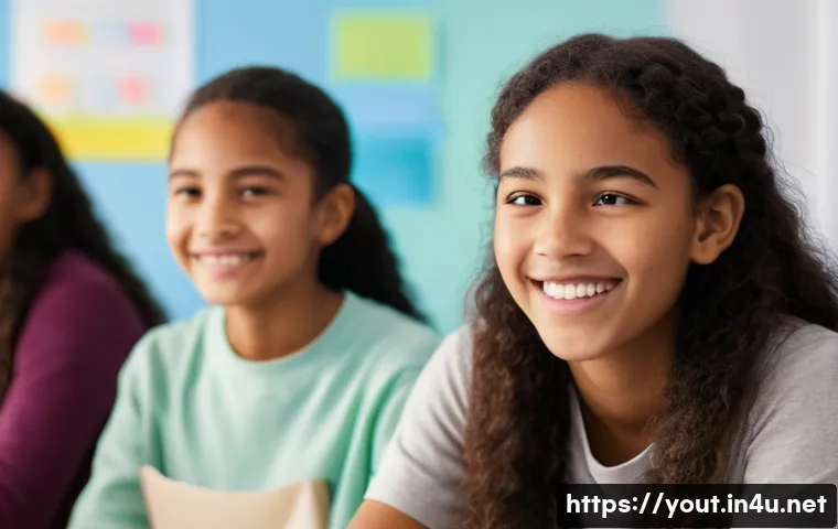 청소년지도사와 청소년 문제 예방 워크샵 - **A beacon of guidance: A diverse group of teenagers (boys and girls, 15-17 years old, various ethni...